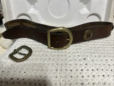 Vintage Solid Brass And Leather Belt