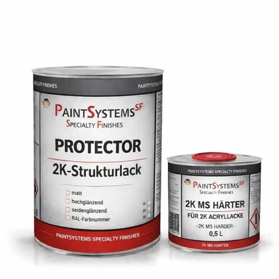 PROTECTOR 2K-Strukturlack in schwarz, 4 L Set inkl. Härter & Verdünnung