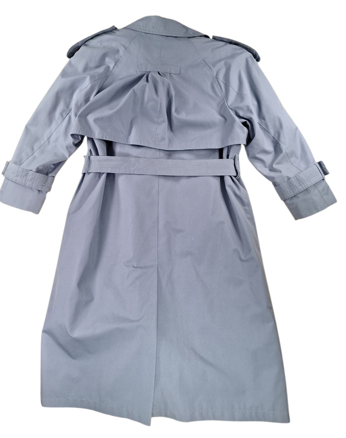 VTG London Towne Trench Coat Slate Blue Womens 8P Belted Zip Out Flannel Lining