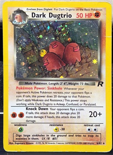 Dark Dugtrio Holo - 6/82 - Team Rocket - H.P..... R.I.P Swirl