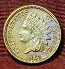 1863 Copper-Nickel Indian Head Cent, CLEANED, Free Shipping