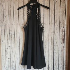 Any Sway, Shape, or Form Black Lace Halter Dress LULUS Size M dark femme 