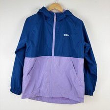 Eddie Bauer Kids Jacket Large 14 16 Blue Purple Hooded Windbreaker Lightweight