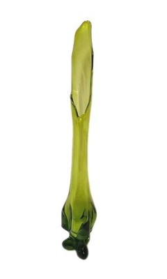 Vtg. 24 1/2'' Viking 3 Toes Swung Glass Vase Avocado Green 