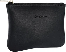 Chelmon Vegan Leather Coin Purse Pouch Change Purse with Zipper for Men Women