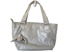Bolso de Mano Kipling Jonesy Gris Claro Plateado Cartera Mediano Bolso de Hombro Arrugado