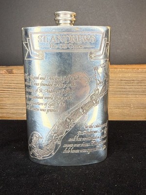 English St. Andrews The Old Course UK Pewter Hip Flask (6 oz)