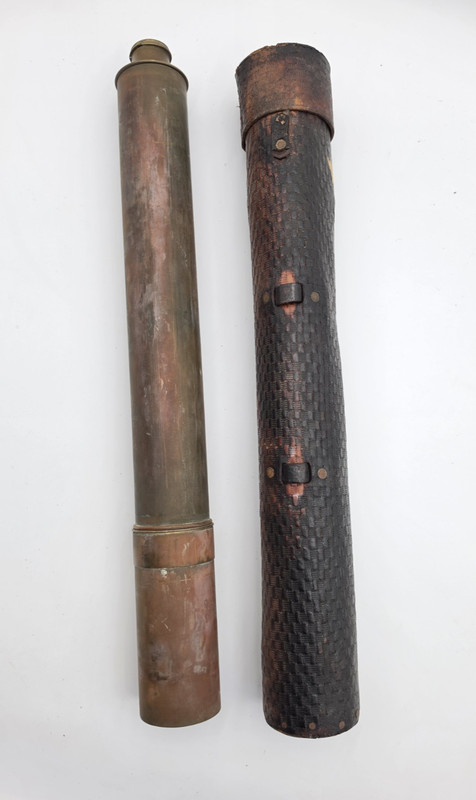 Antique Brass Maritime Spyglass Telescope with Leather Case