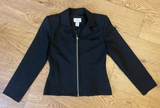 XOXO Y2K Black Zip-Up Women  s Suit Jacket Blazer Size 7/8 Regular