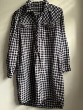 Madewell Shirt Dress Womens Small Black White Plaid Long Sleeve Button Front