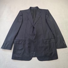 Ermenegildo Zegna Wool Cashmere Blazer Mens 48 Navy Blue Pinstripe Sports Coat