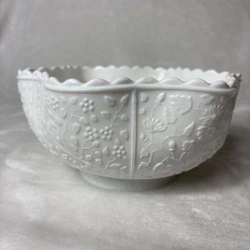 Victorian EAPG Challinor Taylor Glass Company MILK GLASS Tree of Life Bowl 1898
