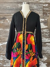 Vintage 60s Electric Psychedelic Day Glo Daisy Jumpsuit Abstract Floral Hawaiian