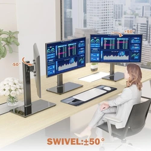 Adjustable Free-Standing LCD Monitor Stand for 13"-32" Screens, Swivel & VESA, H - Image 4 of 4