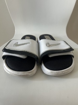 Nike Comfort Slide 2 Men s White Silver Black Size 10 Memory Foam Sandals 415205