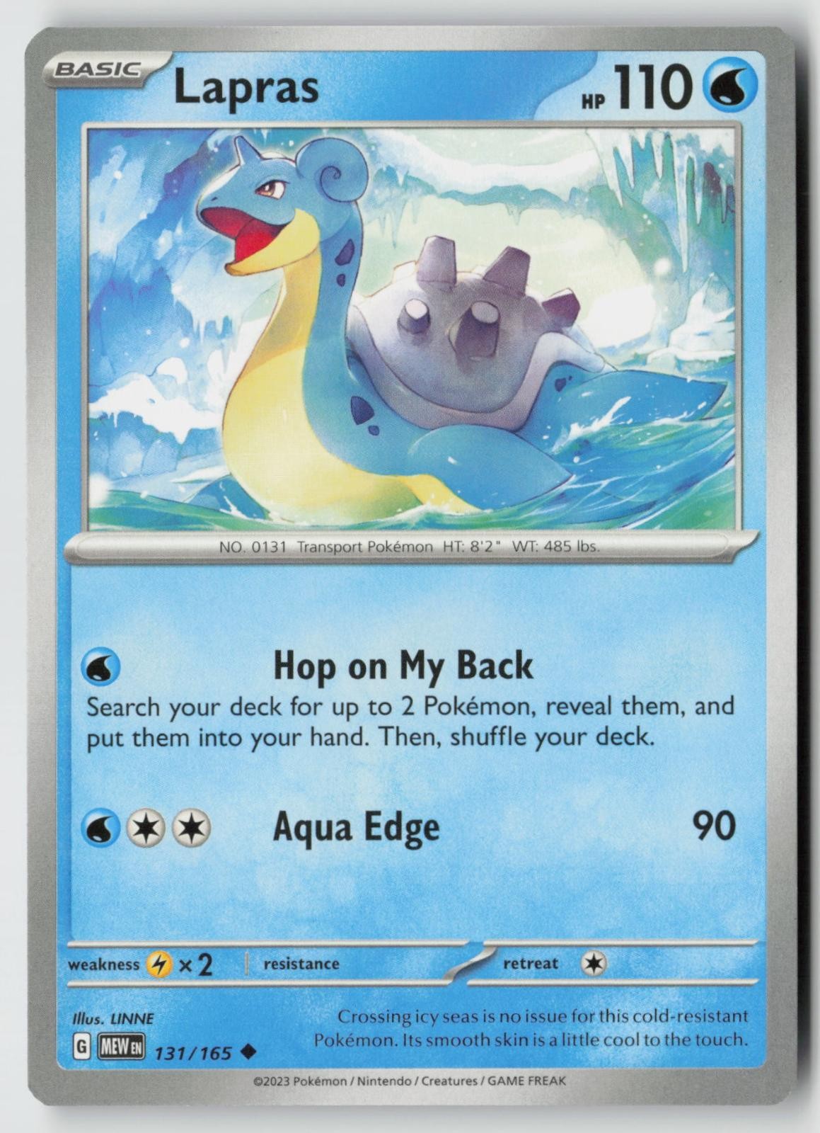 Lapras 131/165 Uncommon 151 Pokemon Near Mint