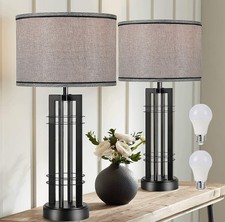 27in Tall Table Lamps for Living Room Button Control Farmhouse Rustic Table L...