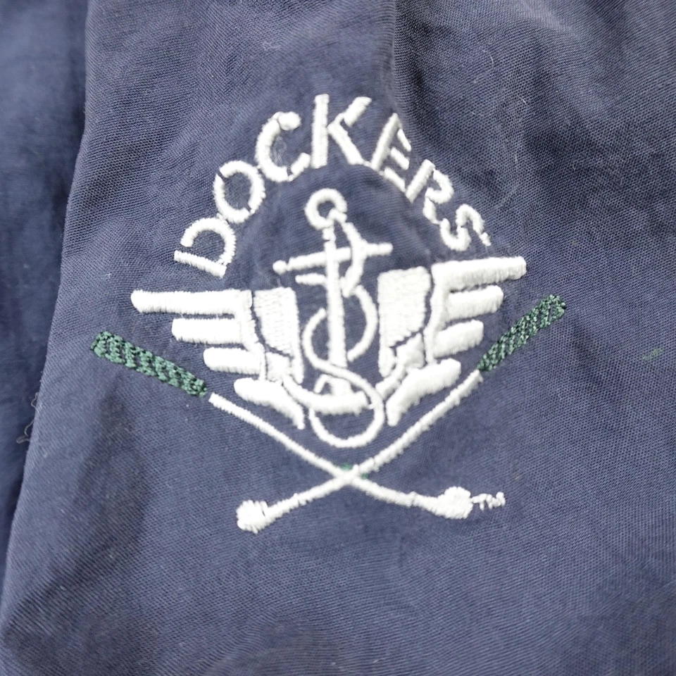 VTG Dockers Jacket Mens L Blue Golf Windbreaker Full Zip Bomber Coat Nylon 90s - Image 3 of 4