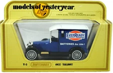 Matchbox of Yesteryear No: Y-5 1927 TALBOT Van in EVER READY Batteries MIB