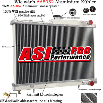 3 Reihe ALU KÜHLER FÜR NISSAN SKYLINE R34 GTT RB25DET RB26DETT 98-2002 98