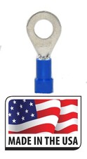 25 16-14 Blue VINYL 1/4 RING ELECTRICAL CONNECTOR TERMINAL MADE IN USA 1/4"
