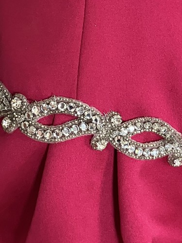 Vintage Dress Shocking Pink Size 12 Satin Made In USA Rhinestones Victor Costa ? - Picture 3 of 15