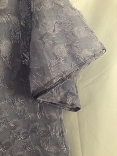 New Banana Republic Women Purple Short Sleeve Blouse Dots Frays Sz L $88 MSRP - Picture 6 of 9