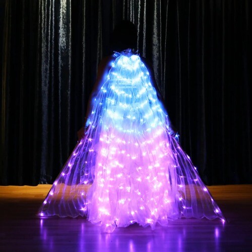 5 Modes LED Isis Wing Colorful Belly Dance Wing Led Accessory 360 Angel Sticks - Picture 2 of 18