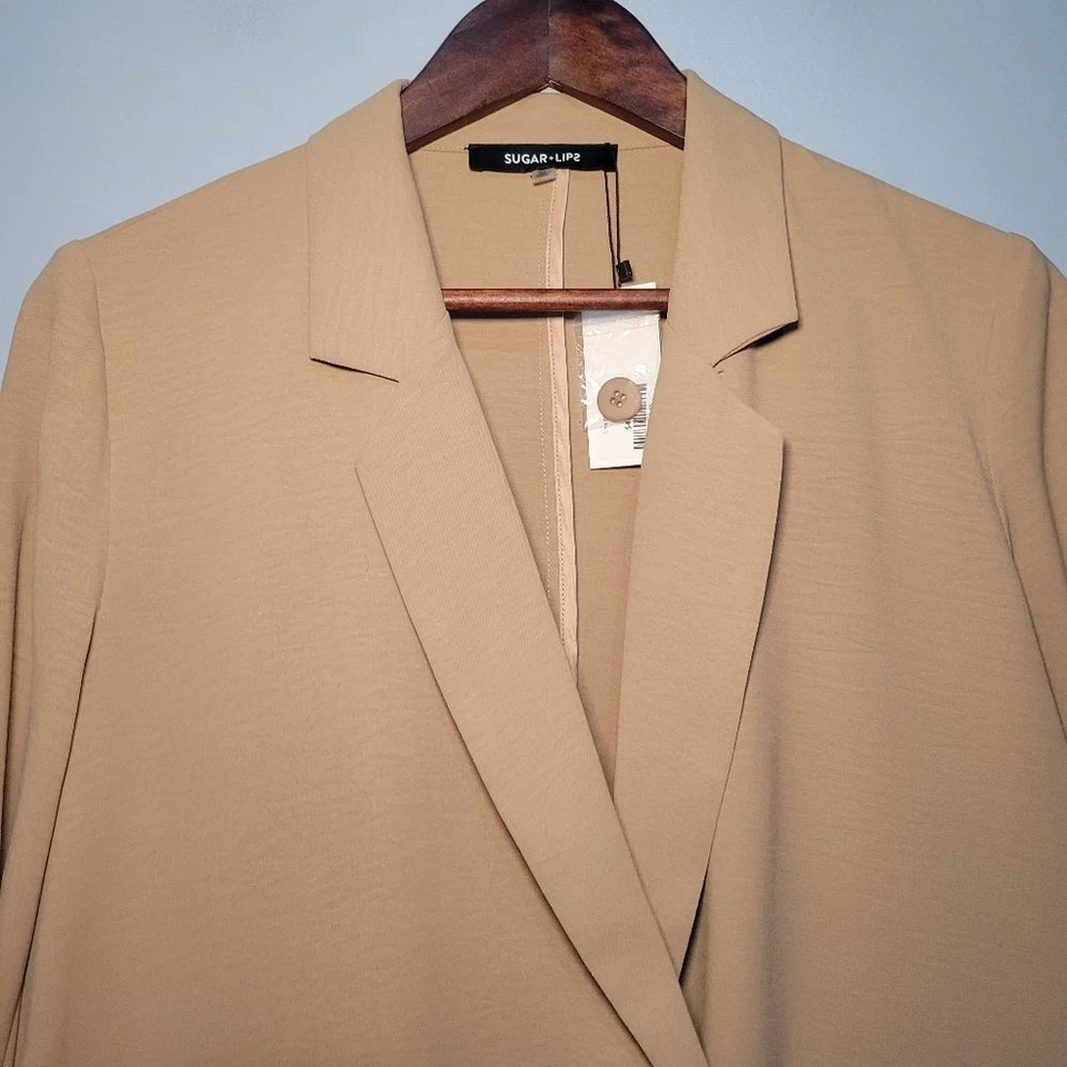 Sugar & Lips Lisa Lightweight Blazer Womens Size XS Taupe/Tan Oversized NWT - Image 2 of 4