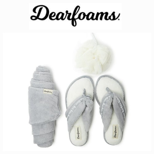 🔥 Dearfoams Kylie Terry Memory Foam Spa Hausschuhe✨Handtuch✨Luffa✨Geschenkpaket, 9/10