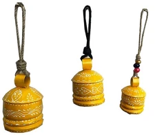 Decorative Handcrafted Rajasthani Door Hanging Bell with Rope Yellow