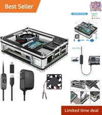 Clear Acrylic Raspberry Pi 3 B+ Case with Cooling Fan & Heatsinks - 5V 3A Power