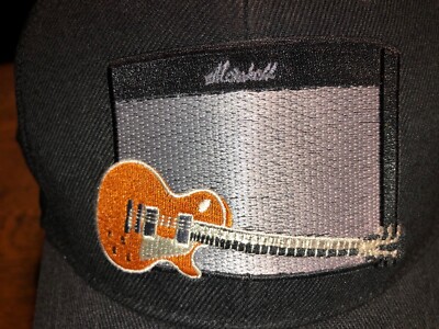 VINTAGE GIBSON LES PAUL  PATCH MARSHALL AMP  BLACK BASEBALL  CAP HAT NEW