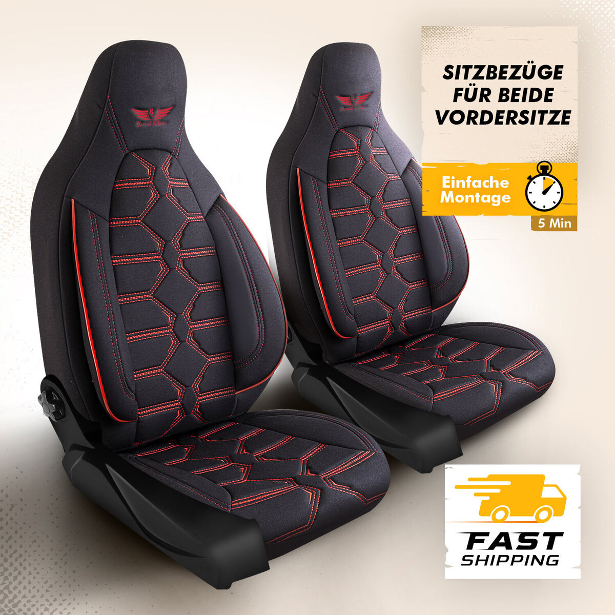 Sitzbezüge passend für Kia Ceed in Schwarz Rot Pilot 2.2