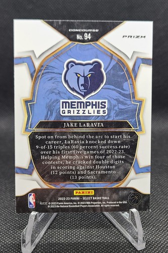 2023 Panini Select Jake LaRavia Concourse rojo agrietado hielo prizm radiocontrol - Memphis #94 - Imagen 2 de 2
