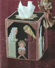 SILENT NIGHT NATIVITY TISSUE COVER CHRISTMAS PLASTIC CANVAS PATTERN INSTRUCTIONS