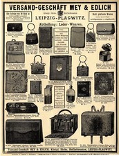 Leder Waaren Mey & Edlich Leipzig Schultornister Reise- Tasche XXL- Annonce 1889