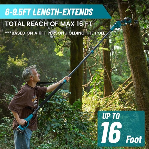 18V Cordless 6" Pole Chainsaw Tree Pruner Tool Telescopic Battearry Chger 2 In 1 - Picture 7 of 10