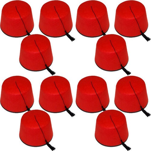 Adult Red Fez Tarboosh Hat Tommy Cooper Turkish Fancy Dress Up Costume 521 - Picture 35 of 36