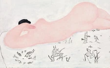 Sanyu : Pink Nude on Chinese Fabrics : 1930 : Archival Quality Art Print