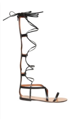 VALENTINO Garavani 36.5 or 6 US Black Leather Rockstud Aphrodite Sandals