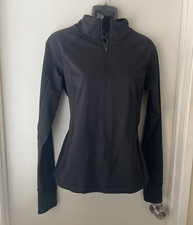 M Athleta pullover 1/4 zip athletic black shirt jacket zipper pocket women's
