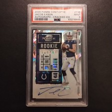 #9/22 Jacob Eason Rookie Auto Cracked Ice 2020 Panini Contenders Optic PSA 9