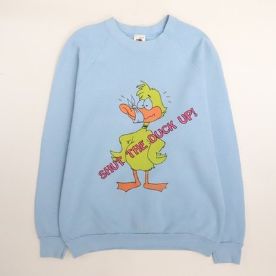 Vintage Shut The Duck Up Crewneck Sweatshirt Size Large Parody Humor 90s