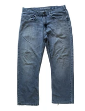 Lee Dungarees Jeans Mens Relaxed Boot Blue Distressed Denim Faded Fits 35x28