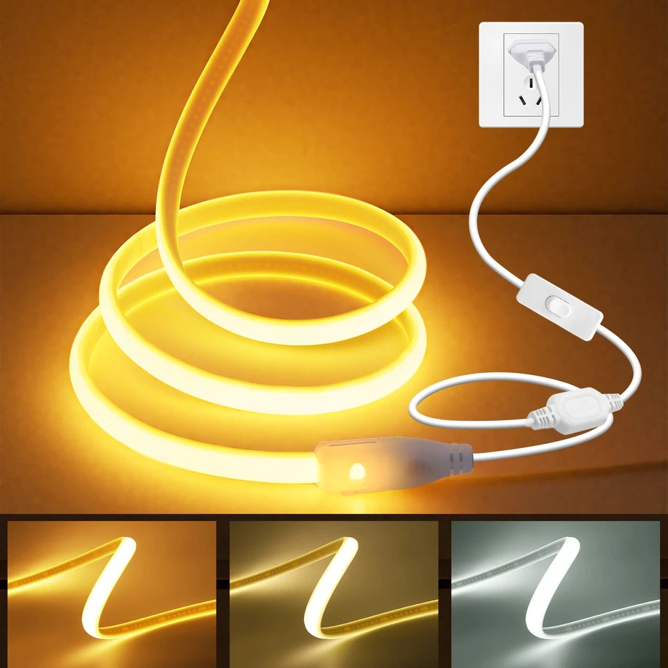 230V Dimmbar Neon COB LED Stripe Streifen Flex Lichtband Beleuchtung Wasserdicht - Bild 2 von 4