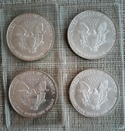 Four 1996 "Key Date" Silver American Eagles BU 4oz. Total Uncirculated