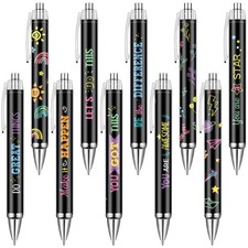 10 Pcs Inspirational Ballpoint Pens Retractable Funny Black Ink Pen Set