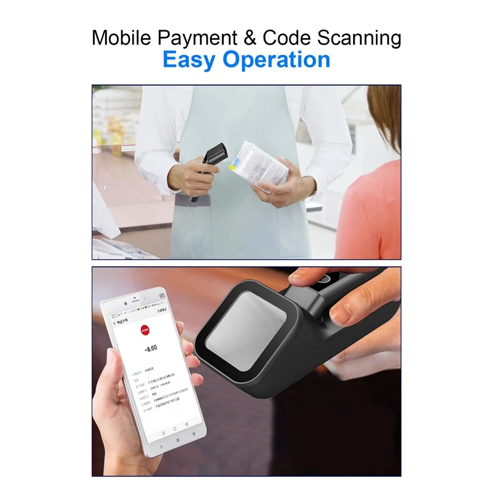 -Barcodescanner, Tragbarer 2D-/QR-Barcodeleser, BT und 2,4 G Kabellose USB-4764 - Bild 2 von 4