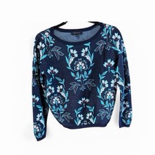 Ann Taylor Floral Jacquard Boat Neck Sweater Size Xs Petite